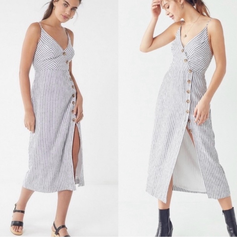 Urban Outfitters Striped  Button-Down Maxi Dress